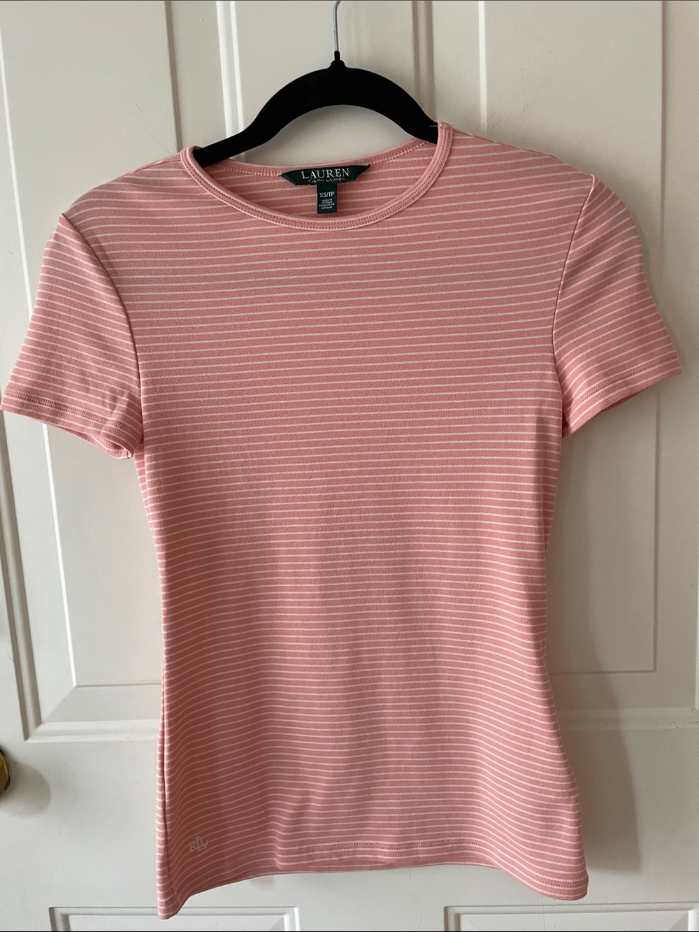 Lauren Ralph Lauren Pink White Striped Short Sleeve Tee Size XS/TP